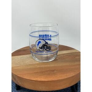 Detroit Lions NFL Sports Team Graphics Blue Gray Lined Libby Glass 3 3/8" Gl
